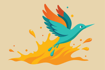 splash of paint turning into a bird flying upward .eps