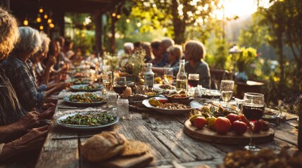 Community meal with shared dishes made from rescued ingredients, illustrating food waste reduction as food security solution