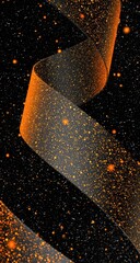 Golden ribbon swirls on dark space background