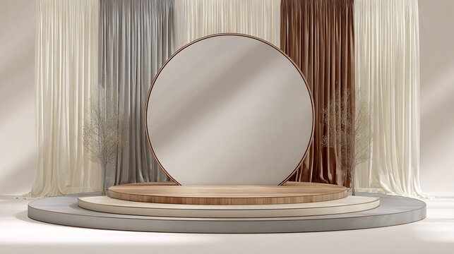 Minimalist Round Stage Mockup in Elegant Neutral Tones for Modern Events