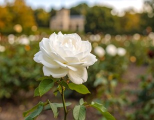 Obraz premium Beautiful white rose in a garden