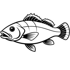 Grouper line art vector