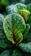 Close-up of vibrant, wet leaves (1)