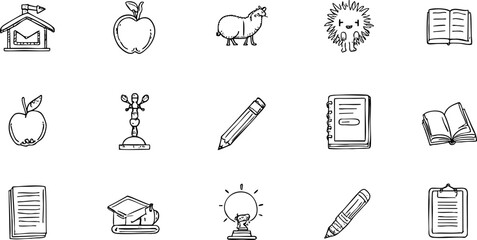 Minimalist Education and Learning Line Icon Set