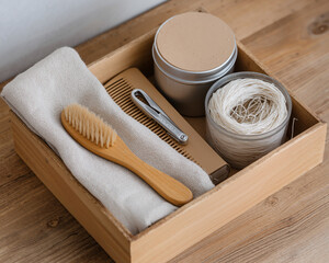 Eco body care set in wooden box