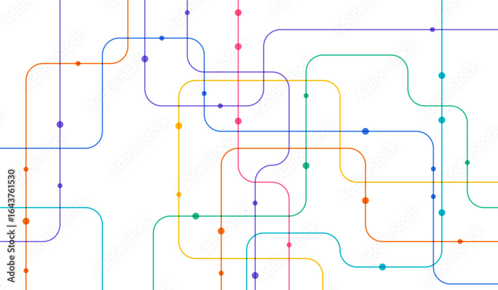 Wall mural circuit connect lines and dots. network technology and connection concept. decentralized network nod