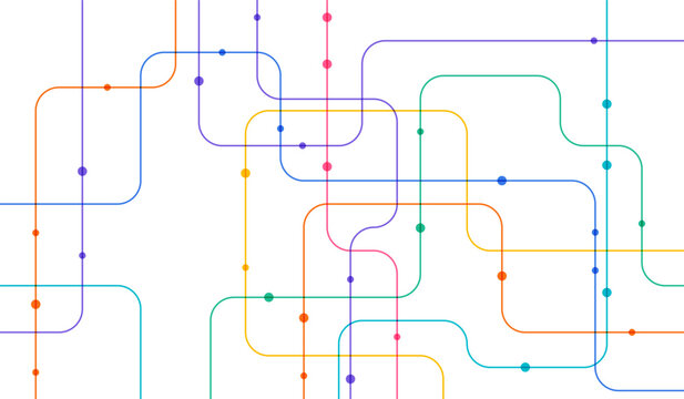 Circuit connect lines and dots. Network technology and Connection concept. Decentralized network nodes connections
