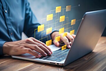 Organizing digital files and data on a laptop with a holographic interface