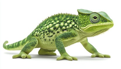 Naklejka premium Green Lizard with Unique Pattern and Textured Skin in Natural Pose
