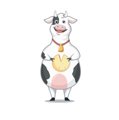 cow holding cheese mascot character vector illustration 