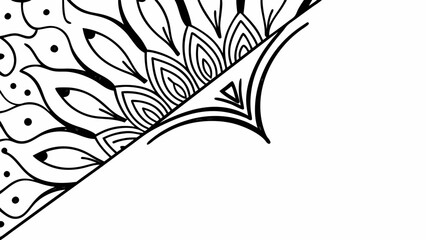 Black and white corner design featuring floral and geometric elements with a clean and modern aesthetic look