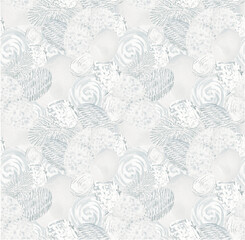 seamless pattern with flowers and clouds
