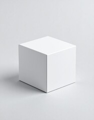 Blank white cube box on a plain background