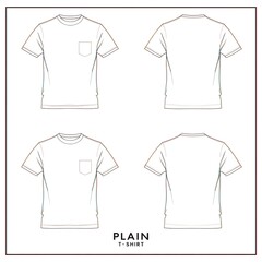 Naklejka premium Professional Technical Drawing – T-Shirt Front, Back, Side