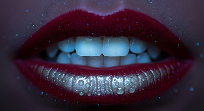 UV-Reactive Lip Gloss with Opalescent Fangs, Glowing Under Blacklight