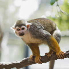 Squirrel Monkey on Branch