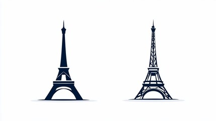 Obraz premium Eiffel Tower Depicted Two illustrations in Paris, France