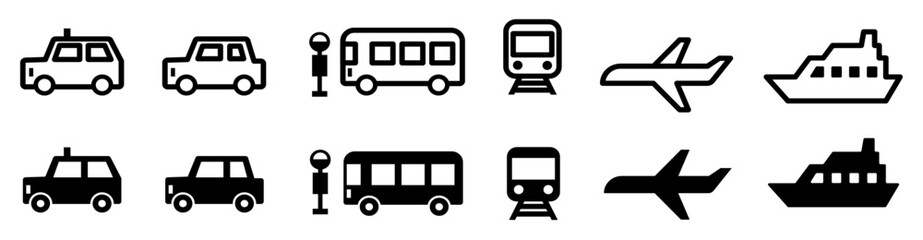 乗り物・経路・交通系アイコンセット