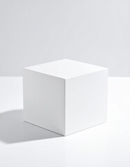 Naklejka premium Blank white cube on a light background