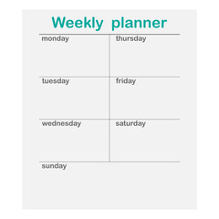 Weekly planner, template, vector.