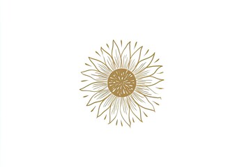 Ornate gold sunflower design on white background