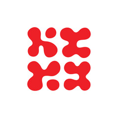 Abstract Red Blob Grid Composition