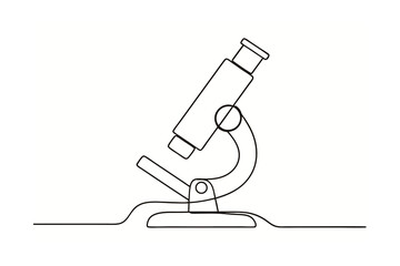 Single line drawing a microscope a science laboratory