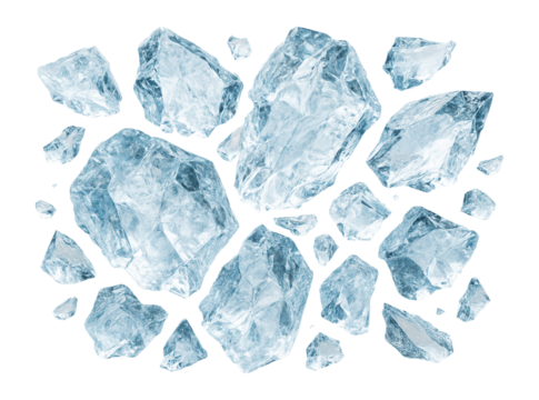 Shattered ice fragments.