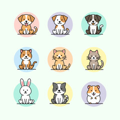 Fototapeta premium Adorable collection of cute baby animals featuring puppies kittens bunny hamster and more playful companions