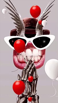 Creepy funny fantasy mutant character clapping festive motif 2d looped animated video