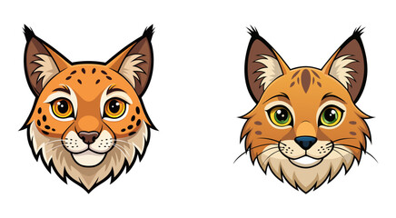 Obraz premium Set of lynx head vector illustration design