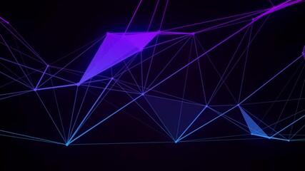 Abstract purple blue polygonal lines and glowing mesh on dark background, futuristic digital network concept. - Powered by Adobe