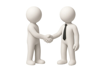 two humanoid figures in a formal handshake. they appear to be engaged in a professional interaction, given their attire and the gesture of the handshake