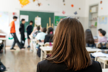 School children are participating actively in class