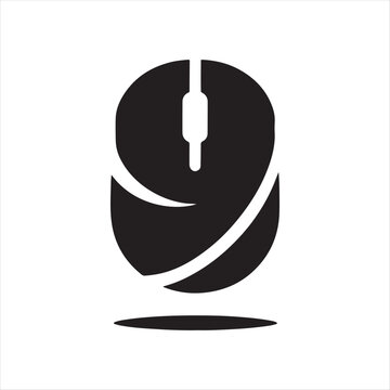 computer mouse vector silhouette clip art logo design concept illustration