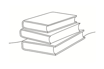 Minimalist single line drawing three stacked books reading knowledge