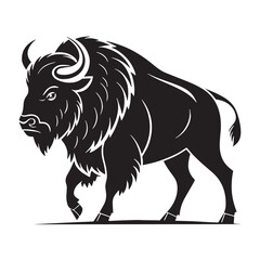 black bison Silhouette Vector, High Quality Illustration on White Background