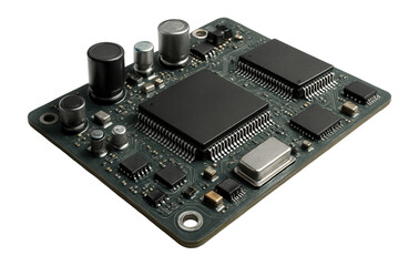 Electronic circuit board with components.