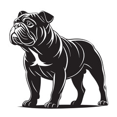 black bulldog Silhouette Vector, High Quality Illustration on White Background
