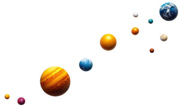 Colorful Planets on Transparent Background