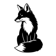 Obraz premium Elegant Black and White Fox Illustration, Detailed Fox Graphic with Contrasting Fur Patterns