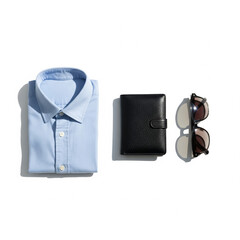 A close-up of a black leather fashion accessory, a wallet or money bag, isolated on a white background