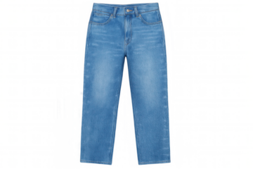 Studio shot of blue jeans on a transparent background, showcasing their design and texture, perfect for fashion or retail projects