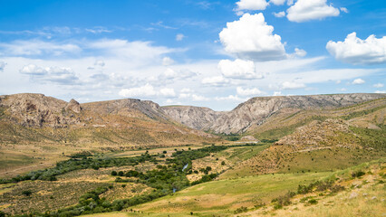 Naklejka premium summer mountain peaks and gorges