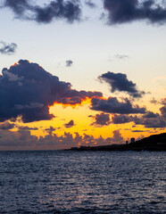 Fototapeta premium Beautiful sunset sky over sea.