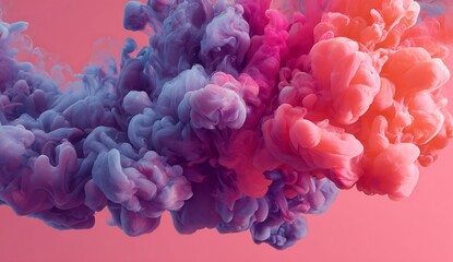 Fototapeta premium Colorful smoke against a pink background