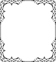 Vintage Ornamental Frame – Elegant Black Vector Border, PNG, 300 DPI 
