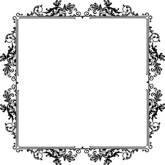 Vintage Ornamental Frame – Elegant Black Vector Border, PNG, 300 DPI 