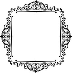 Vintage Ornamental Frame – Elegant Black Vector Border, PNG, 300 DPI 
