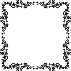 Vintage Ornamental Frame – Elegant Black Vector Border, PNG, 300 DPI 